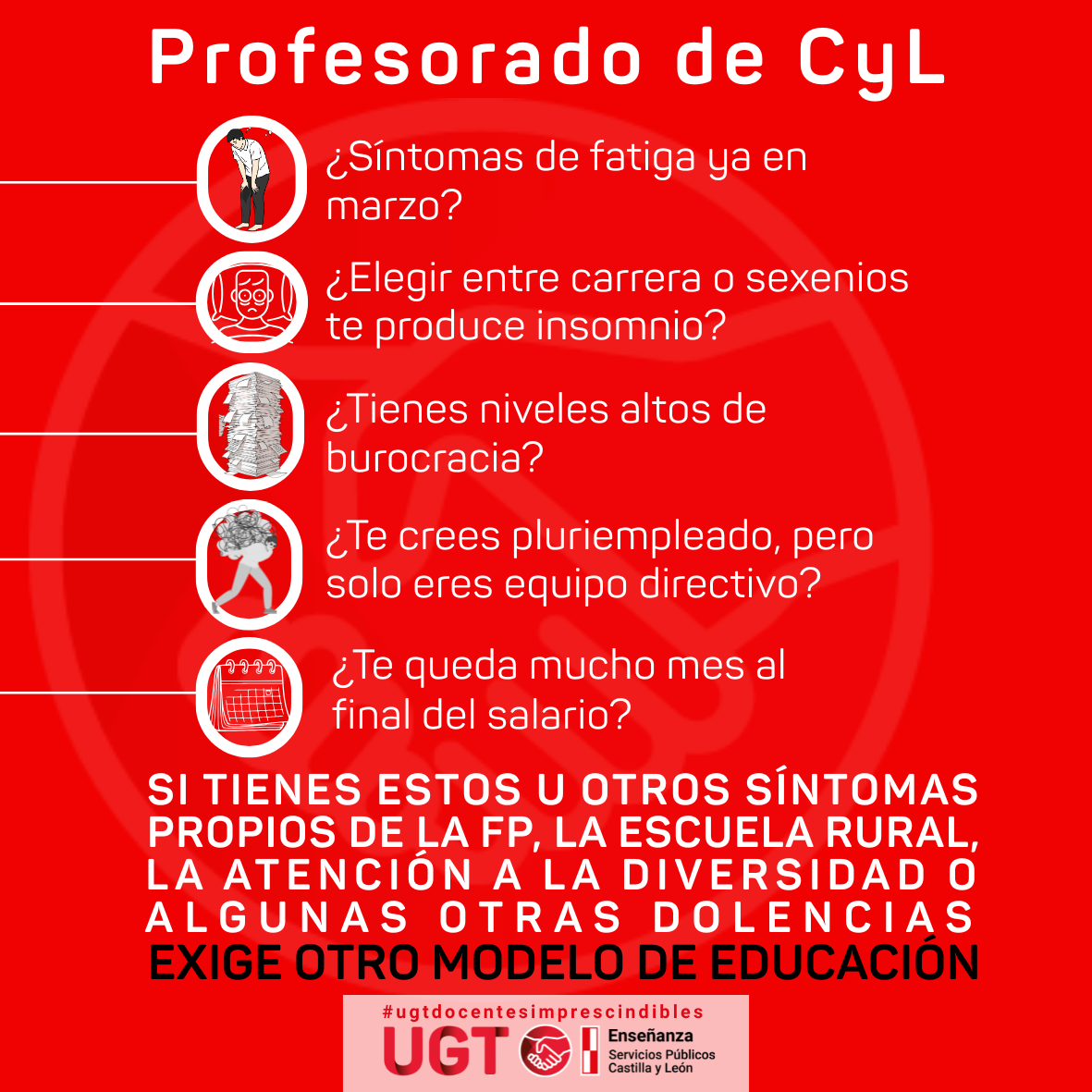 UGT Enseñanza CyL advierte de los síntomas de fatiga del profesorado y del sistema educativo en Castilla y León y reclama medidas para dignificar la profesión docente