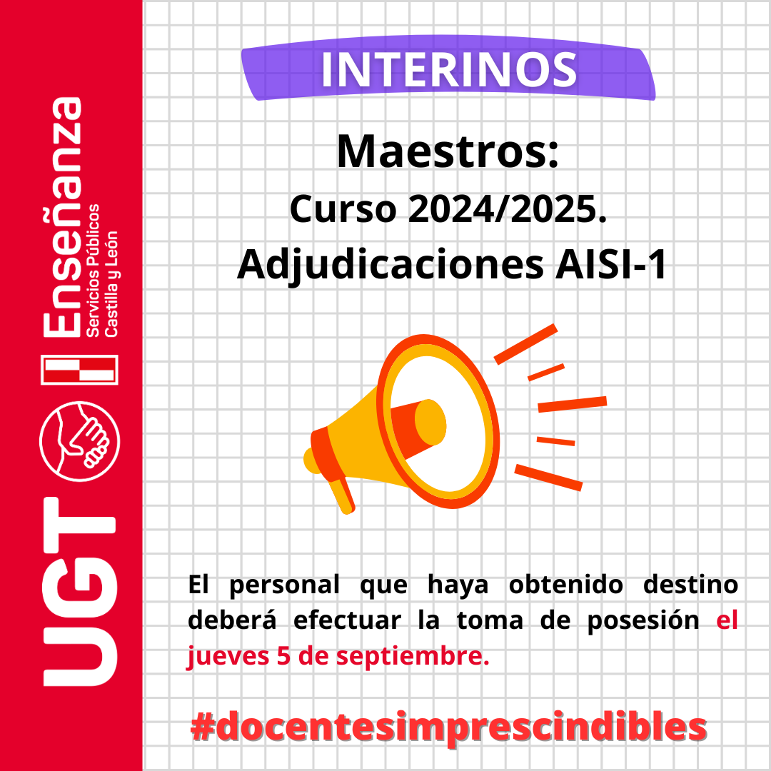 Interinos. Maestros. Curso 2024/25. Adjudicaciones AISI-1.