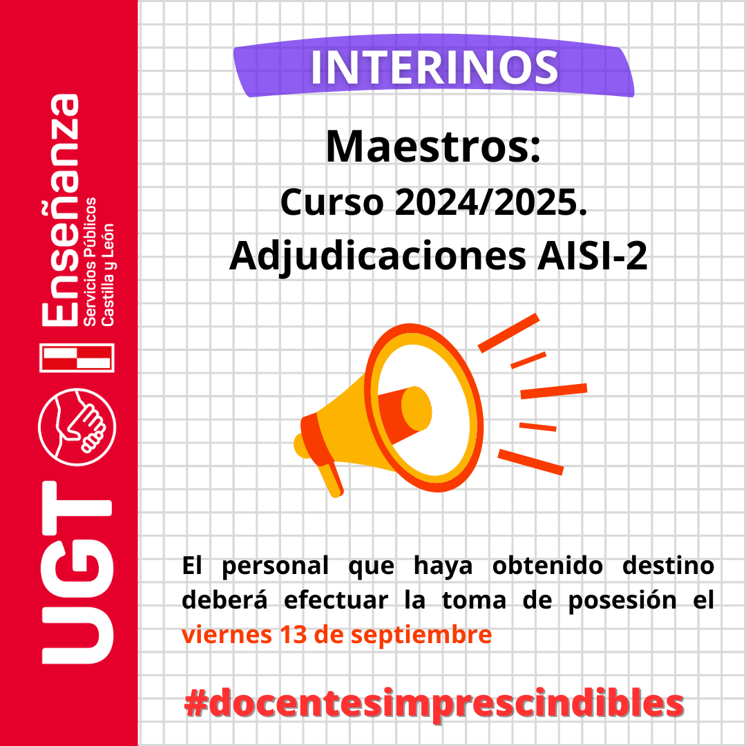 AISI-2. Maestros interinos: Curso 2024/25. Adjudicación de Sustituciones.