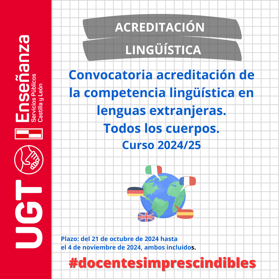 Se convoca la acreditación de la competencia lingüística en lenguas extranjeras. Todos los cuerpos. Curso 2024-25.