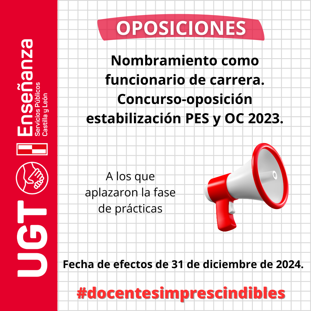 Oposiciones 2023 CyL. PES y OC. Nombramientos como funcionarios de carrera.