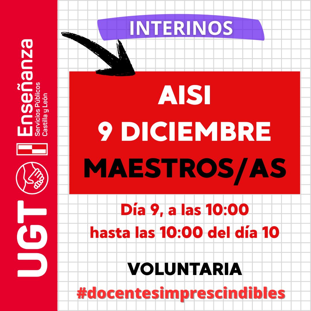 Maestros interinos: curso 2025/2026. AISI semana del 9 al 12 de diciembre 2025