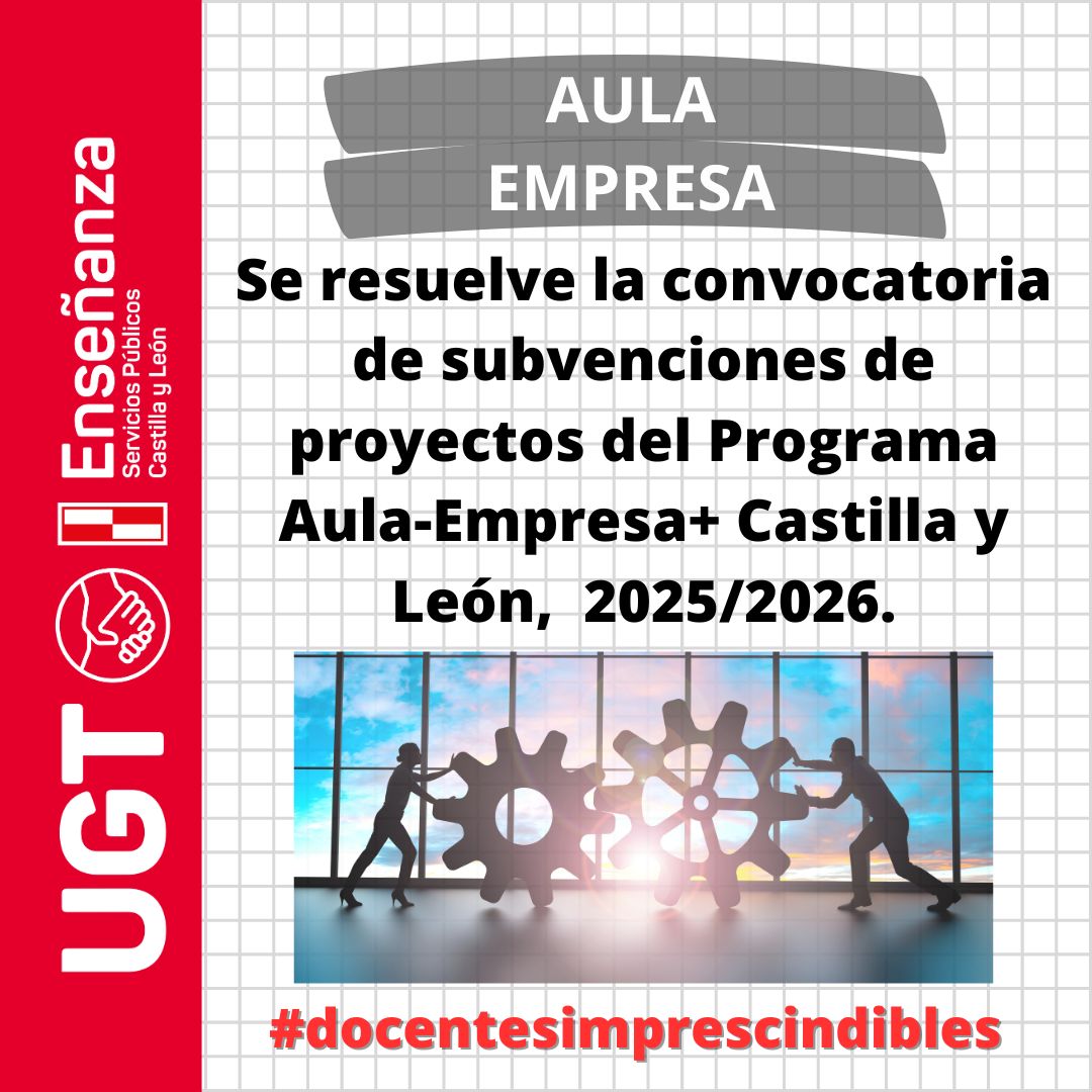 Resolución convocatoria de proyectos del Programa Aula-Empresa+ Castilla y León, a desarrollar por centros docentes públicos de la Comunidad de Castilla y León, durante el curso2025/2026.