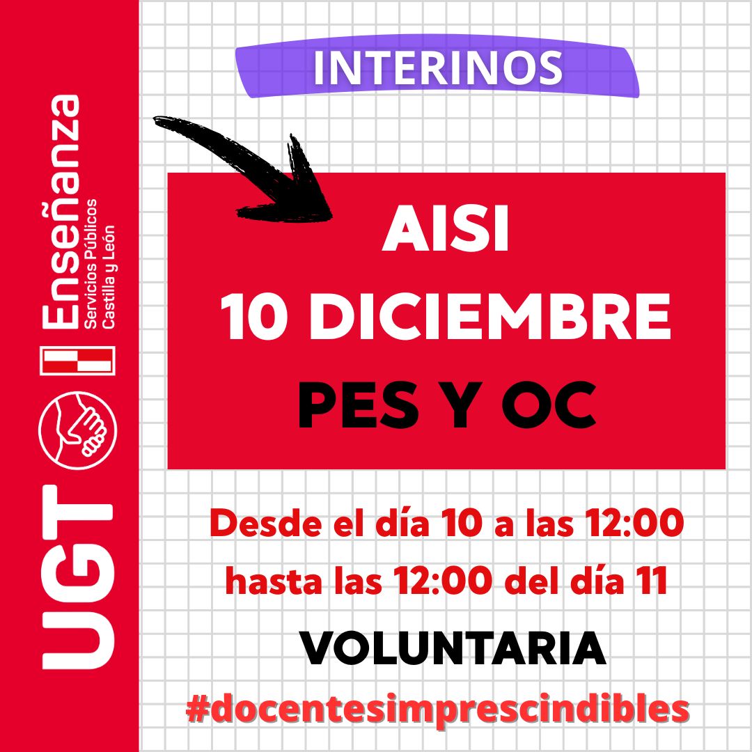 Profesorado Enseñanza Secundaria y OC: curso 2025/2026. AISI semana del 9 al 12 de diciembre 2025