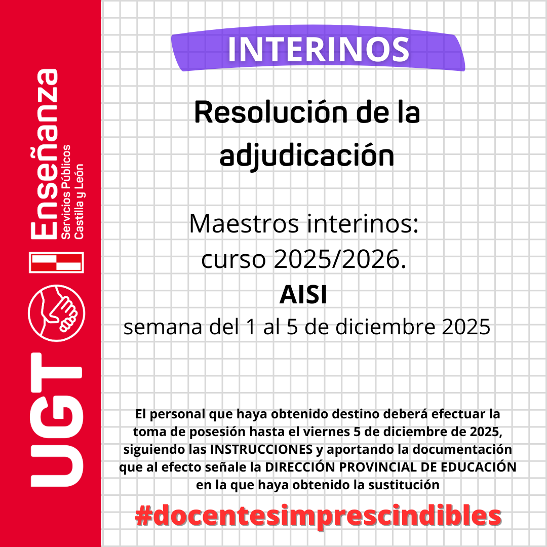 Maestros interinos: curso 2025/2026. AISI semana del 1 al 5 de diciembre 2025