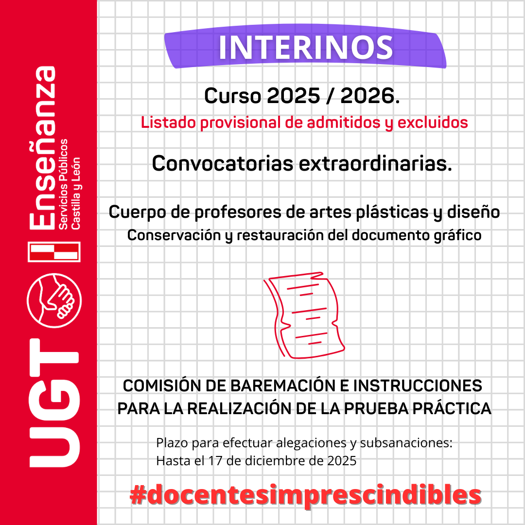 Interinos. Convocatorias extraordinarias. Cuerpo de profesores de artes plásticas y diseño. Conservación y restauración del documento gráfico. Listado provisional de admitidos y excluidos. Comisión de Baremación e instrucciones para la realización de la prueba práctica.