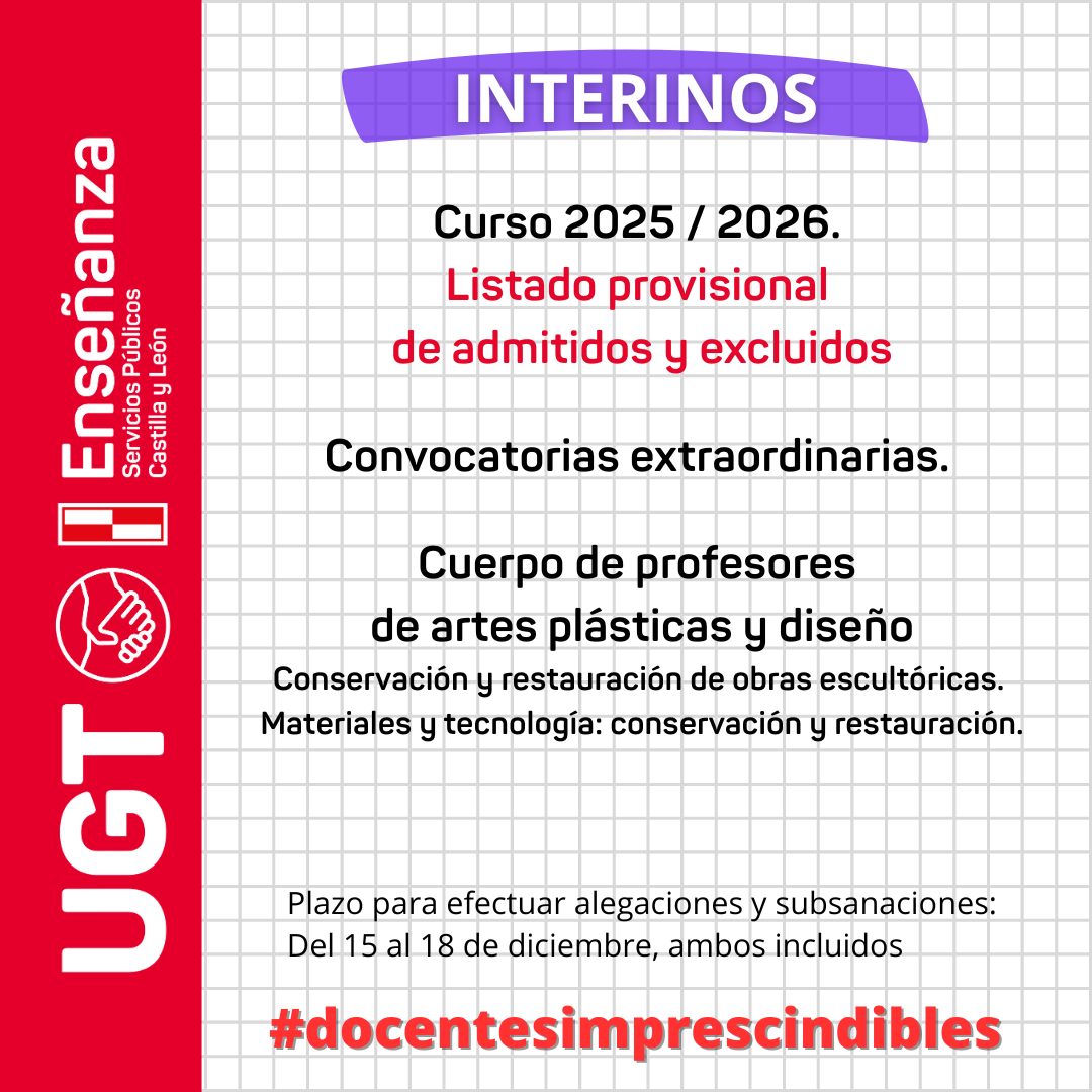 Convocatorias extraordinarias: Listados provisionales de admitidos y excluidos de varias especialidades.