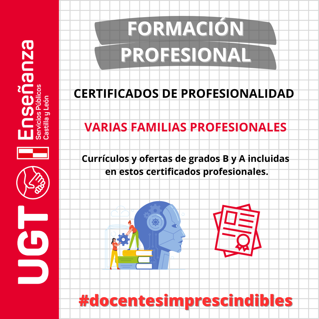 Certificados de Profesionalidad de varias familias profesionales.