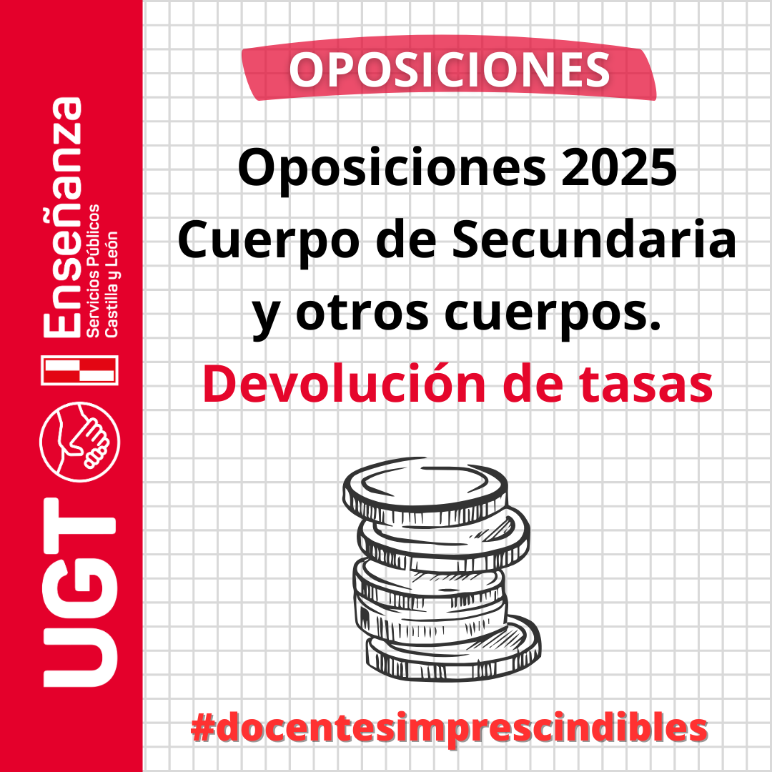 Oposiciones Secundaria y otros cuerpos 2025. Devolución de tasas