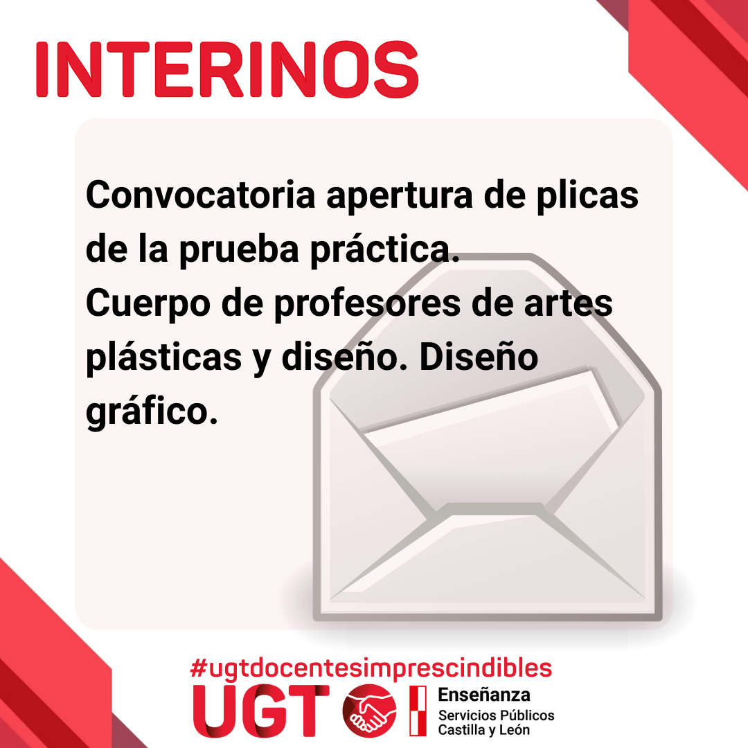 Interinos. Curso 2025 / 2026. Convocatoria apertura de plicas prueba práctica. Cuerpo de profesores de artes plásticas y diseño. Diseño gráfico.