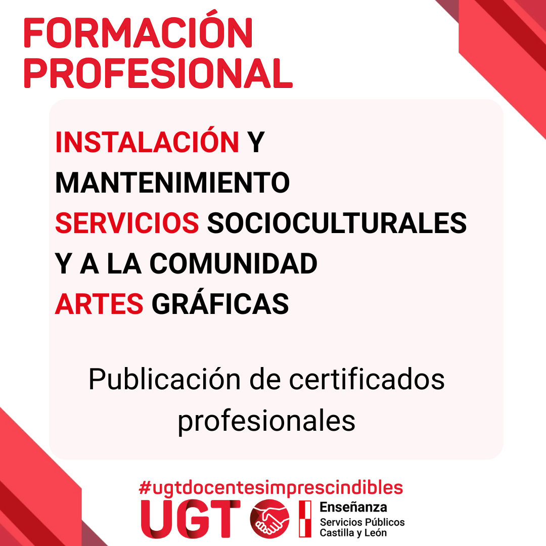 FP: Publicación de certificados profesionales de varias familias.