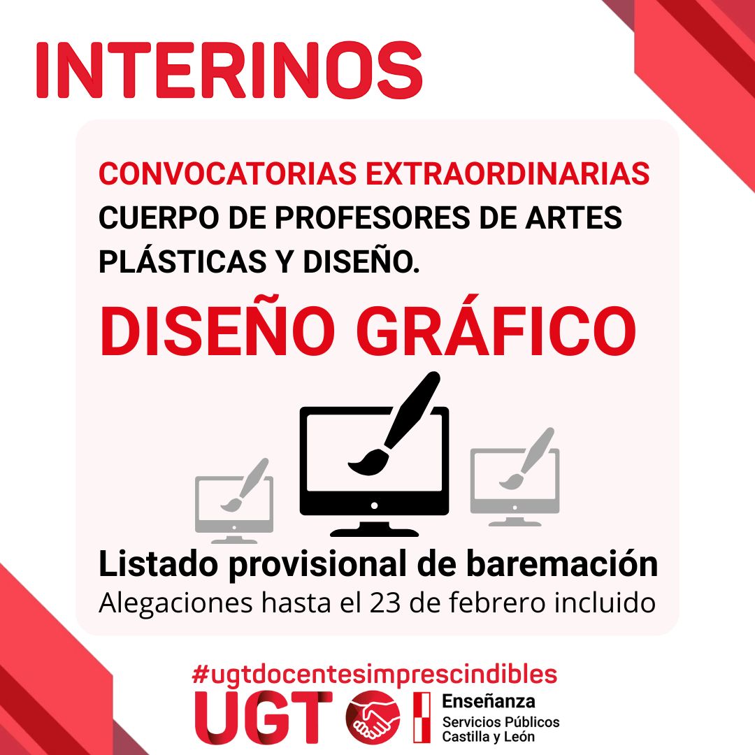 Convocatorias extraordinarias. Cuerpo de profesores de artes plásticas y diseño. DISEÑO GRÁFICO. Listado provisional de baremación