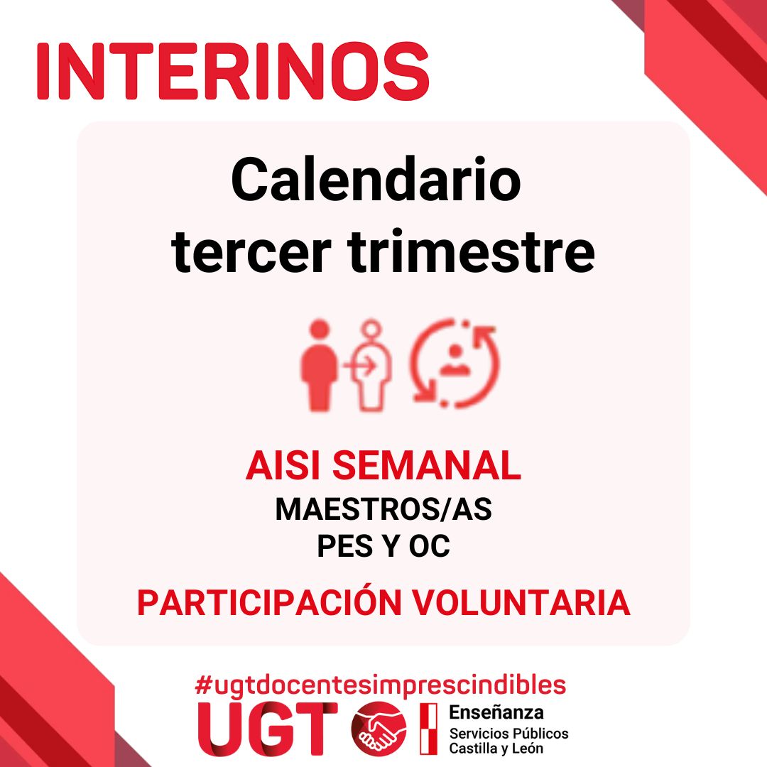 Interinos: curso 2025/2026. Sustituciones durante el tercer trimestre del curso escolar