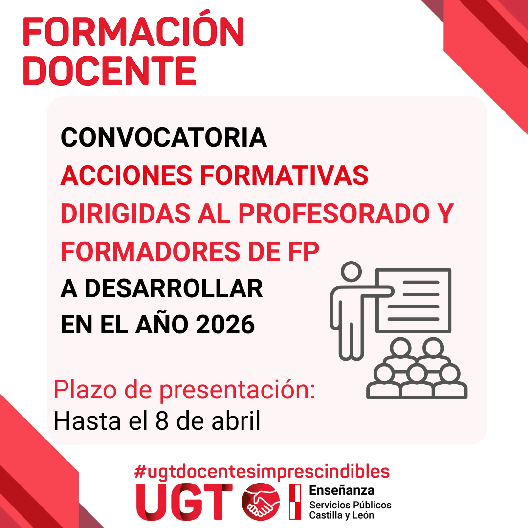 Se convocan acciones formativas dirigidas al profesorado y formadores de FP a desarrollar en el año 2026