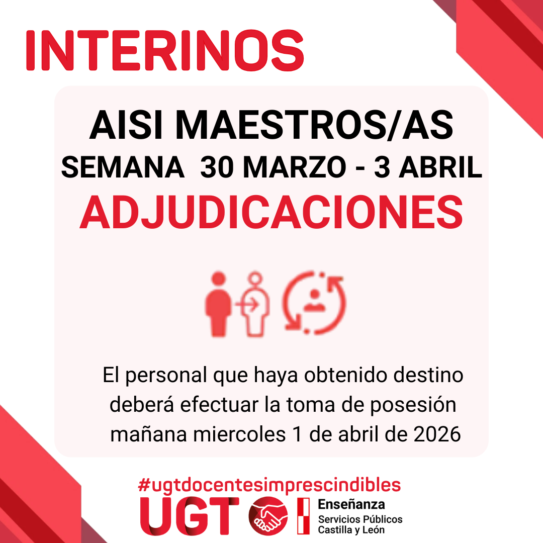 Maestros interinos: curso 2025/2026. AISI semana del 30 de marzo al 3 de abril de 2026