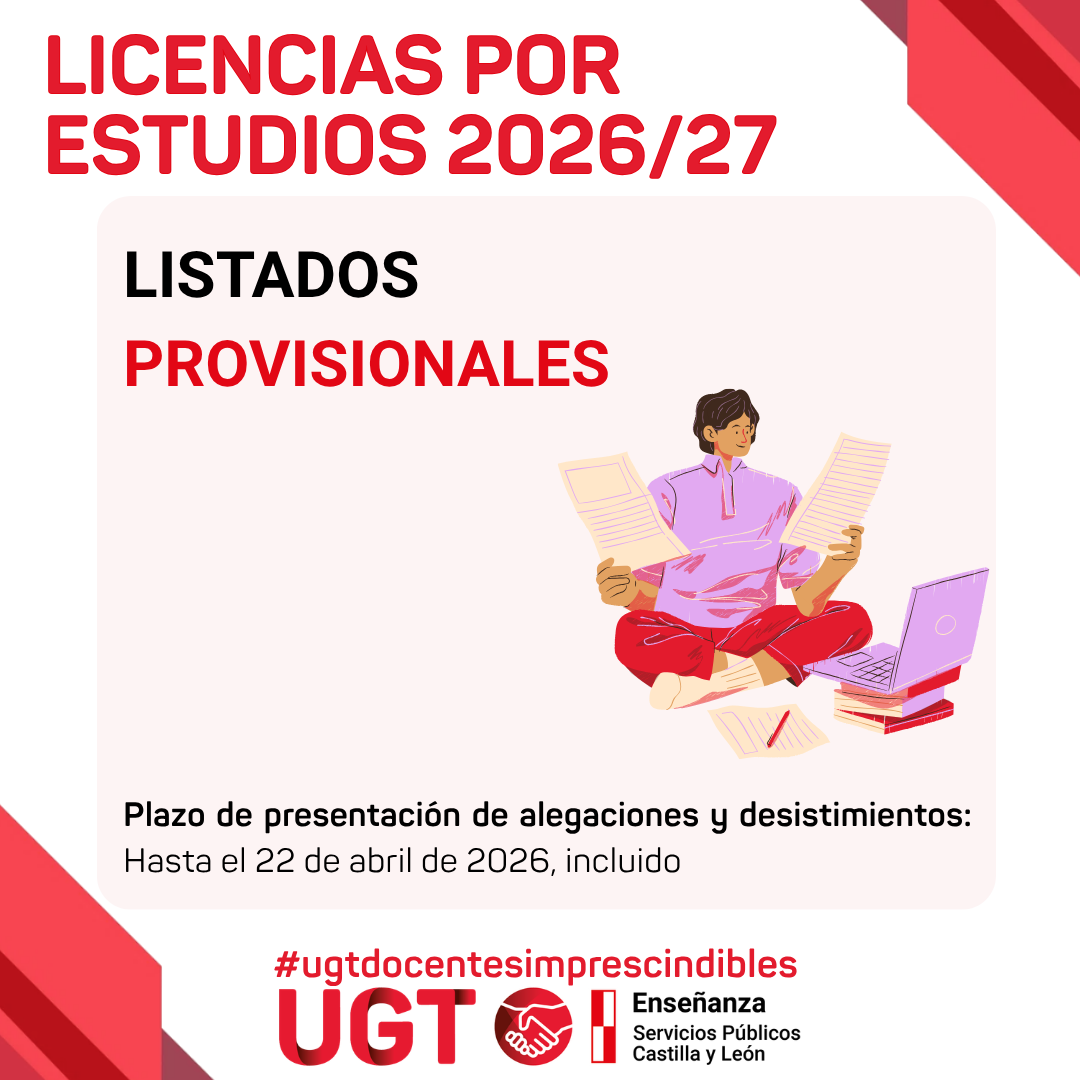 Licencias por estudios. Curso 2026-2027. Listados provisionales