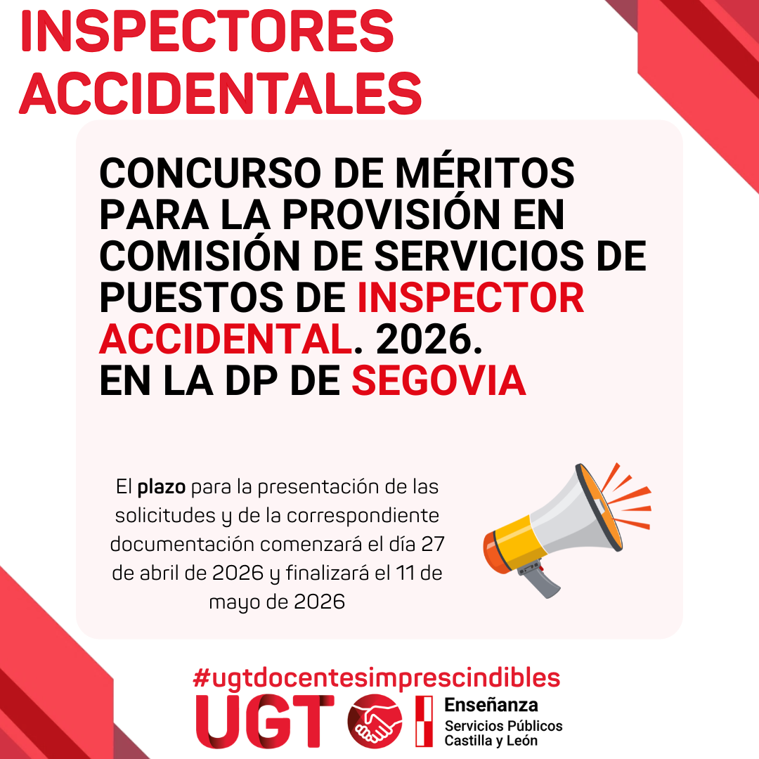 Concurso de méritos para la provisión en comisión de servicios de puestos de inspector accidental. 2026. DP Segovia.