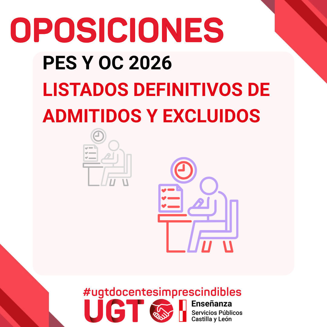 Oposiciones 2026. Secundaria y otros cuerpos. Listados definitivos de admitidos y excluidos