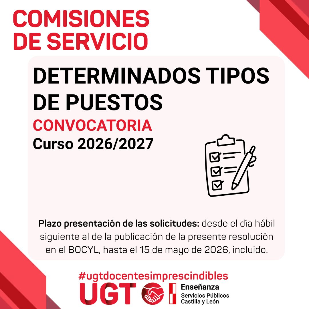 Convocatoria comisión de servicios determinados puestos para funcionarios docentes durante el curso 2026/2027