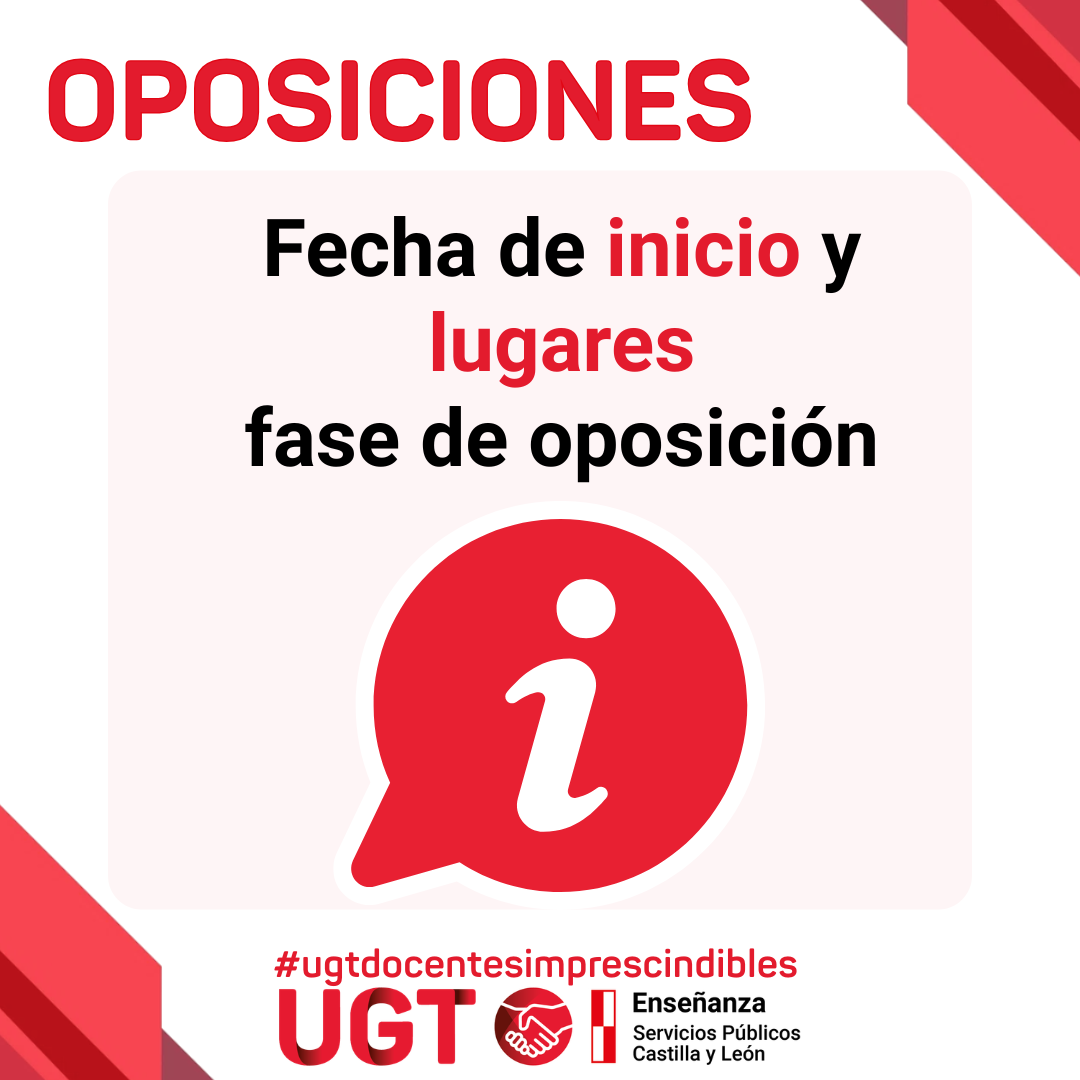 Fecha de inicio y lugares de la fase de oposición