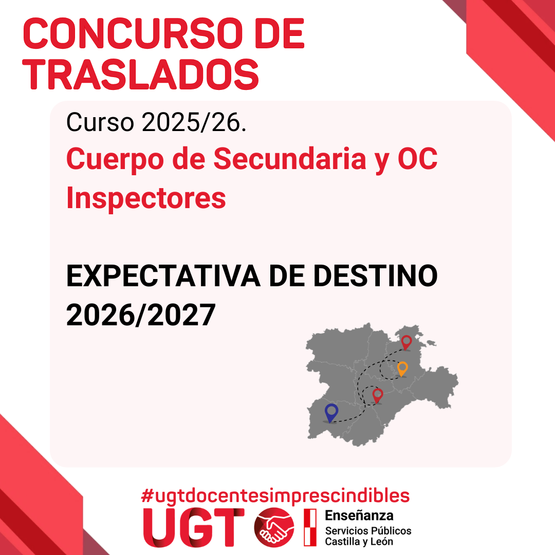 Concurso de Traslados. Cuerpo de Secundaria y Otros Cuerpos e Inspectores. Expectativa de destino 2026/2027
