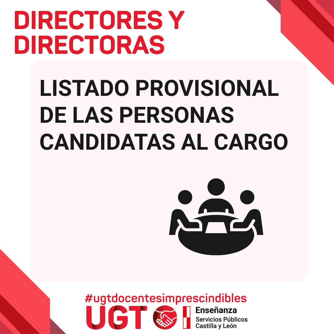 Directores de centros públicos. Curso 2026/2027. Listados provisionales de las personas candidatas al cargo