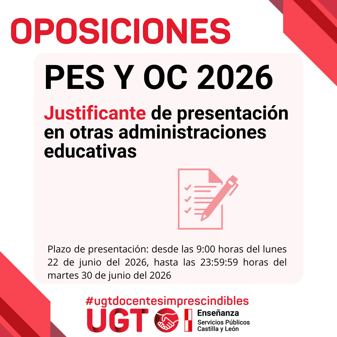 Oposiciones 2026. Secundaria y otros cuerpos. Justificante de presentación en otras administraciones educativas.