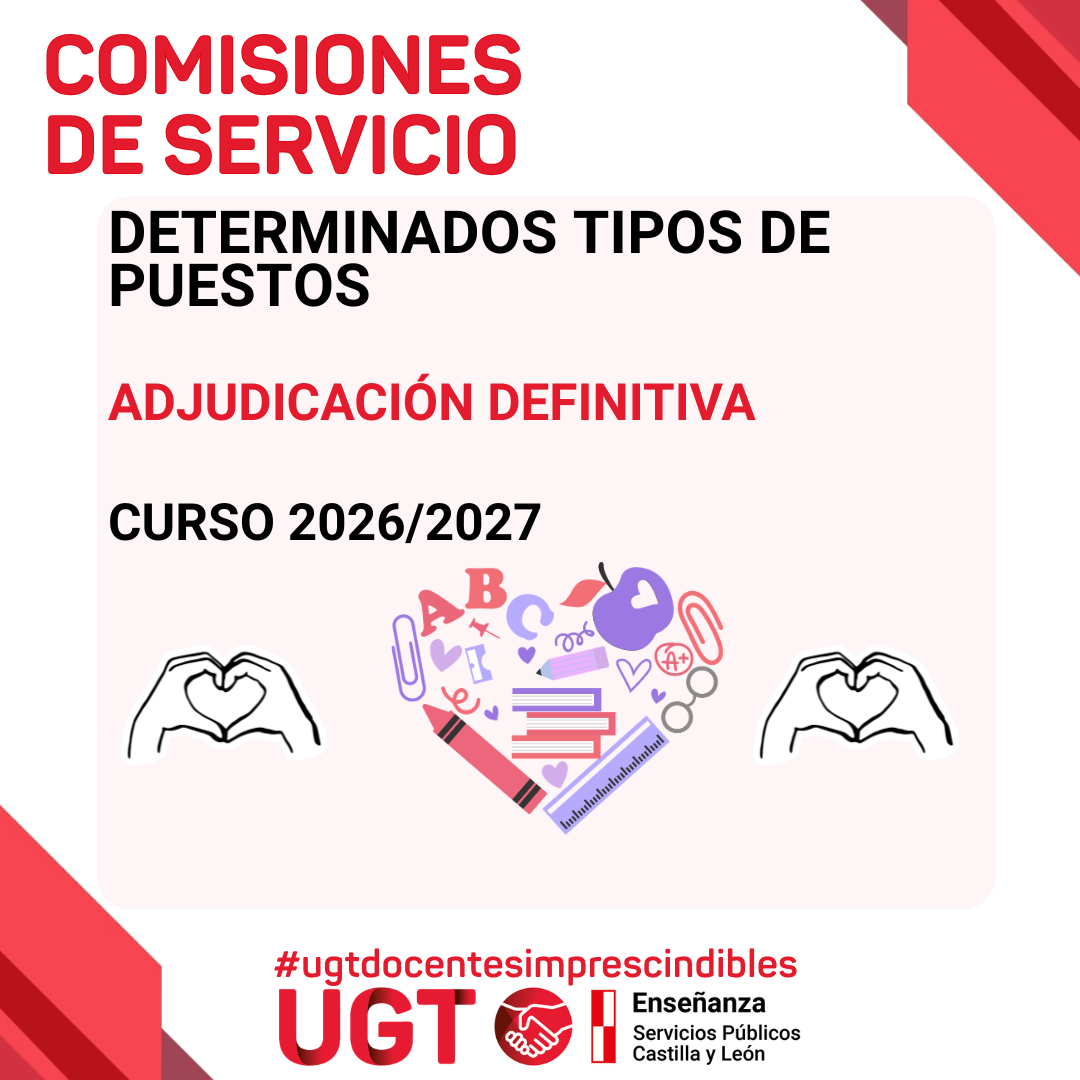 Comisiones de servicios. Determinados puestos. Curso 2026/2027. Adjudicación definitiva.