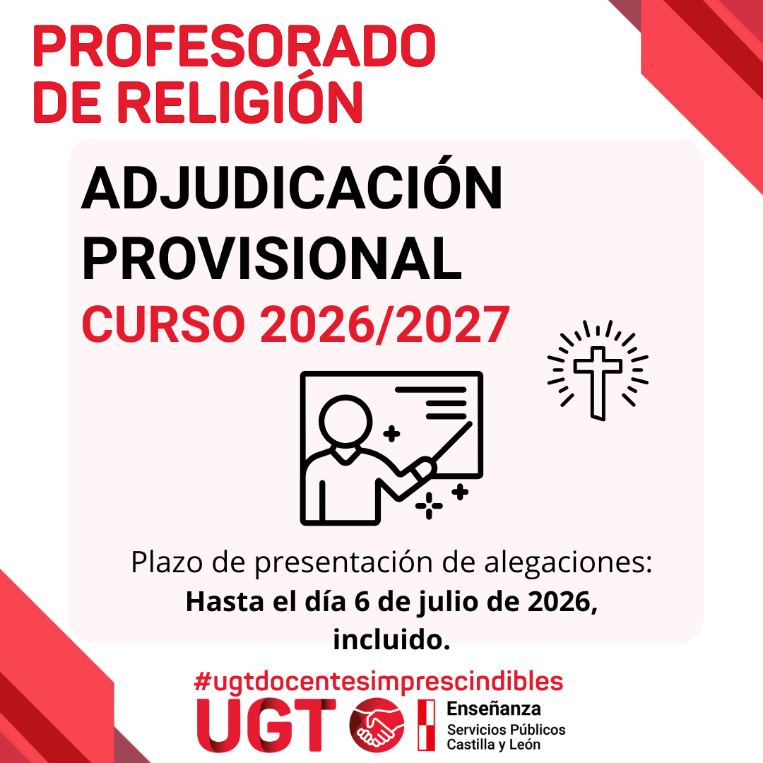 Profesorado de Religión. Curso 2026/2027. Adjudicación provisional