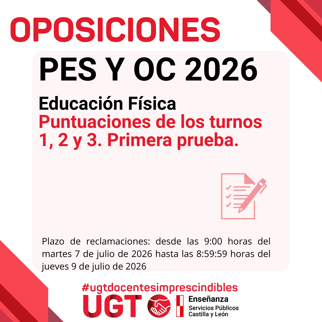 Educación Física. Puntuaciones de los turnos 1, 2 y 3. Primera prueba