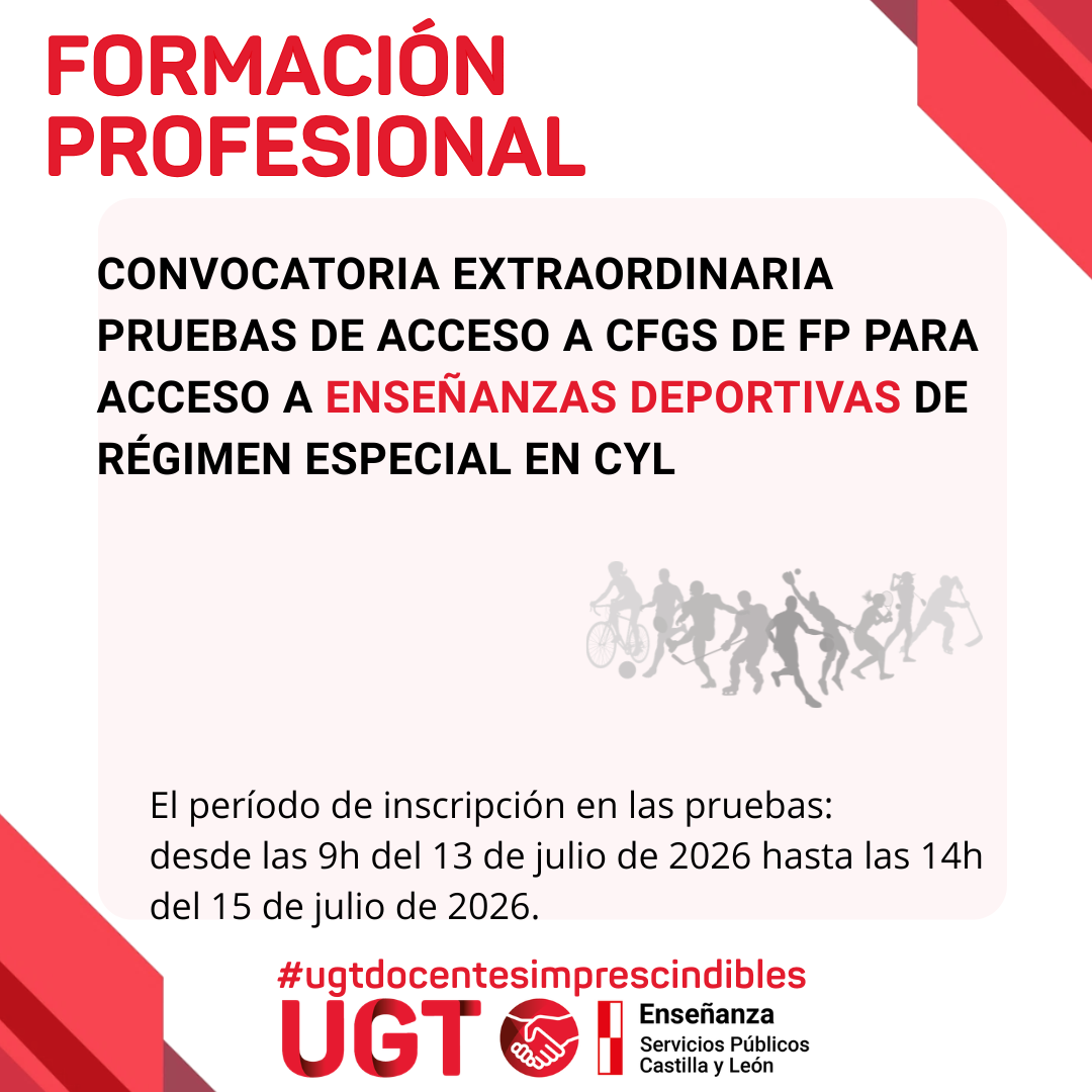 Convocatoria extraordinaria pruebas de acceso a CFGS de FP para acceso a enseñanzas deportivas de régimen especial en CyL