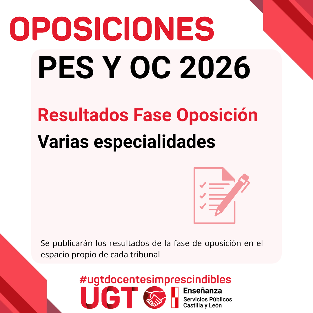 Resultados fase oposición. Varias especialidades.
