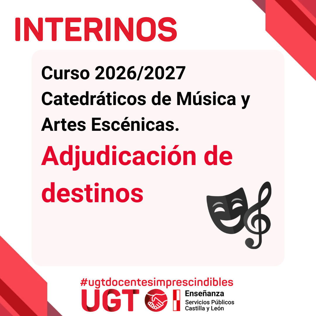Interinos. Curso 2026 / 2027. Catedráticos de Música y Artes Escénicas. Adjudicación de destinos