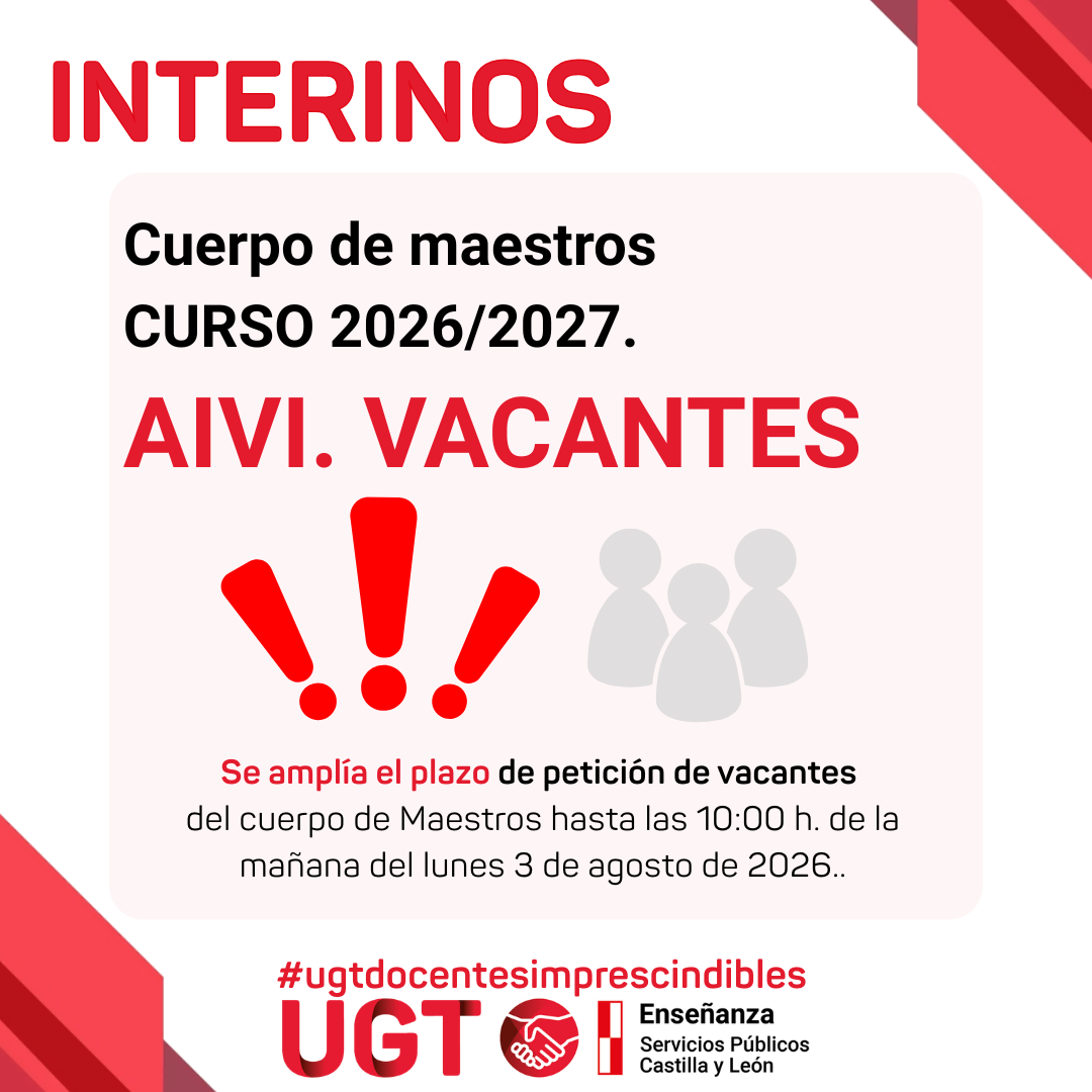 Maestros interinos: Curso 2026/2027. AIVI. Resolución de Ampliación de plazo