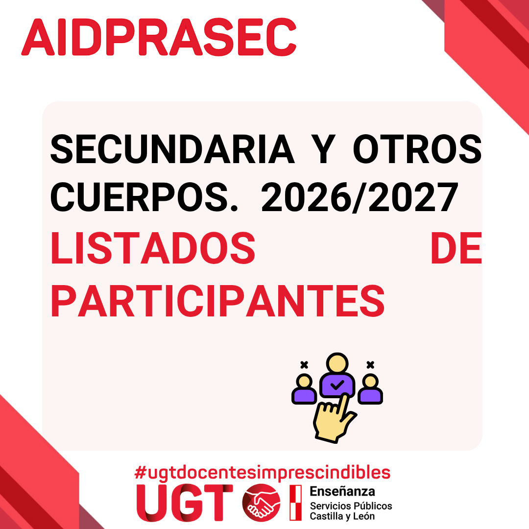 AIDPRASEC 2026 / 2027. Secundaria y otros cuerpos. Listados de participantes