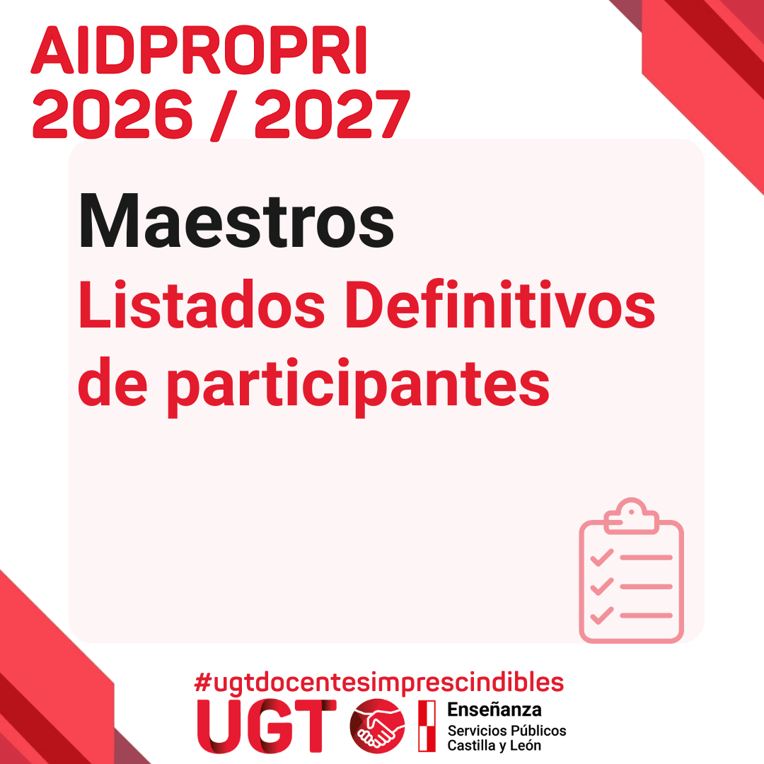 AIDPROPRI 2026 / 2027. Maestros. Listados definitivos de participantes