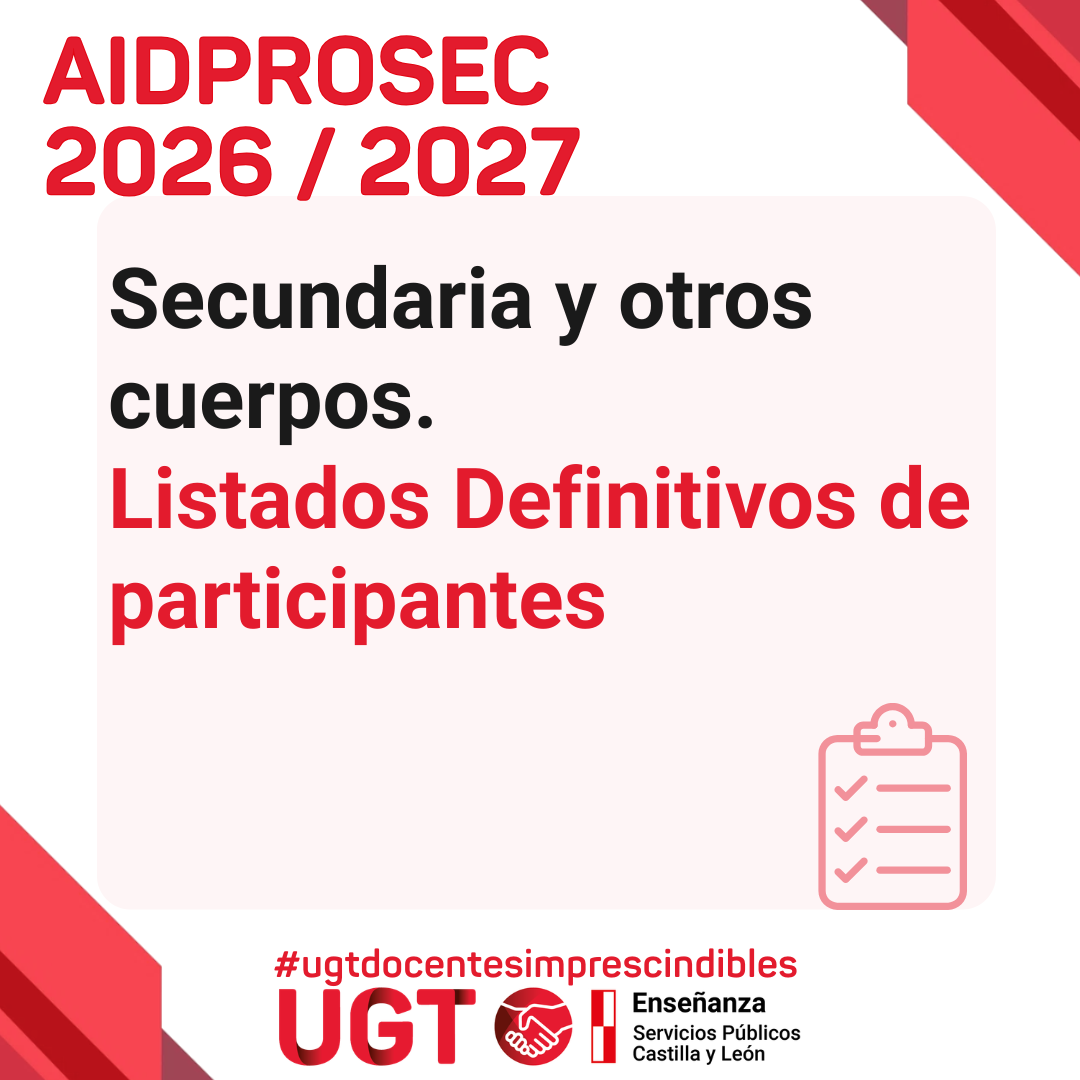 AIDPROSEC 2026 / 2027. Secundaria y otros cuerpos. Listados definitivos de participantes