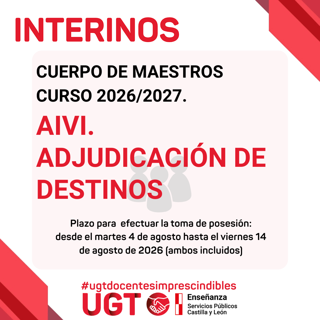 Maestros Interinos: Curso 2026-2027. AIVI. Adjudicación de Destinos