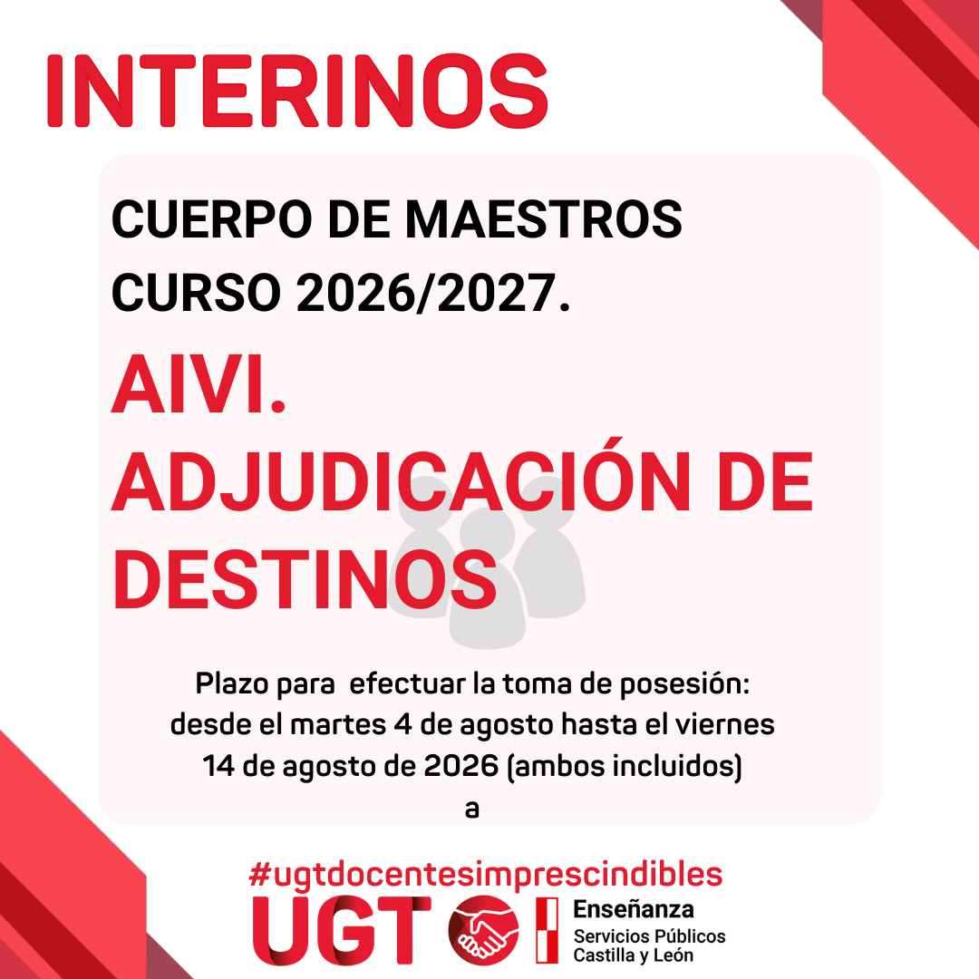 Maestros Interinos: Curso 2026-2027. AIVI. Adjudicación de Destinos