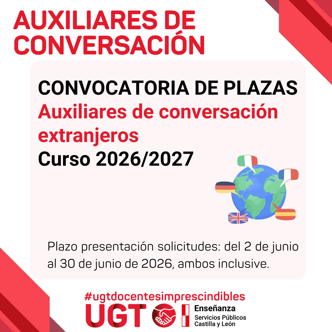 Convocatoria de plazas para auxiliares de conversación extranjeros para el curso académico 2026-2027