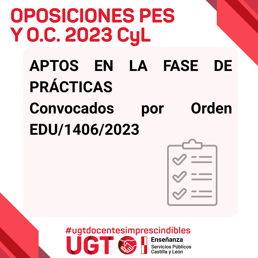 PES y OC. Se declaran aptos en la fase de prácticas convocados por Orden EDU/1406/2023
