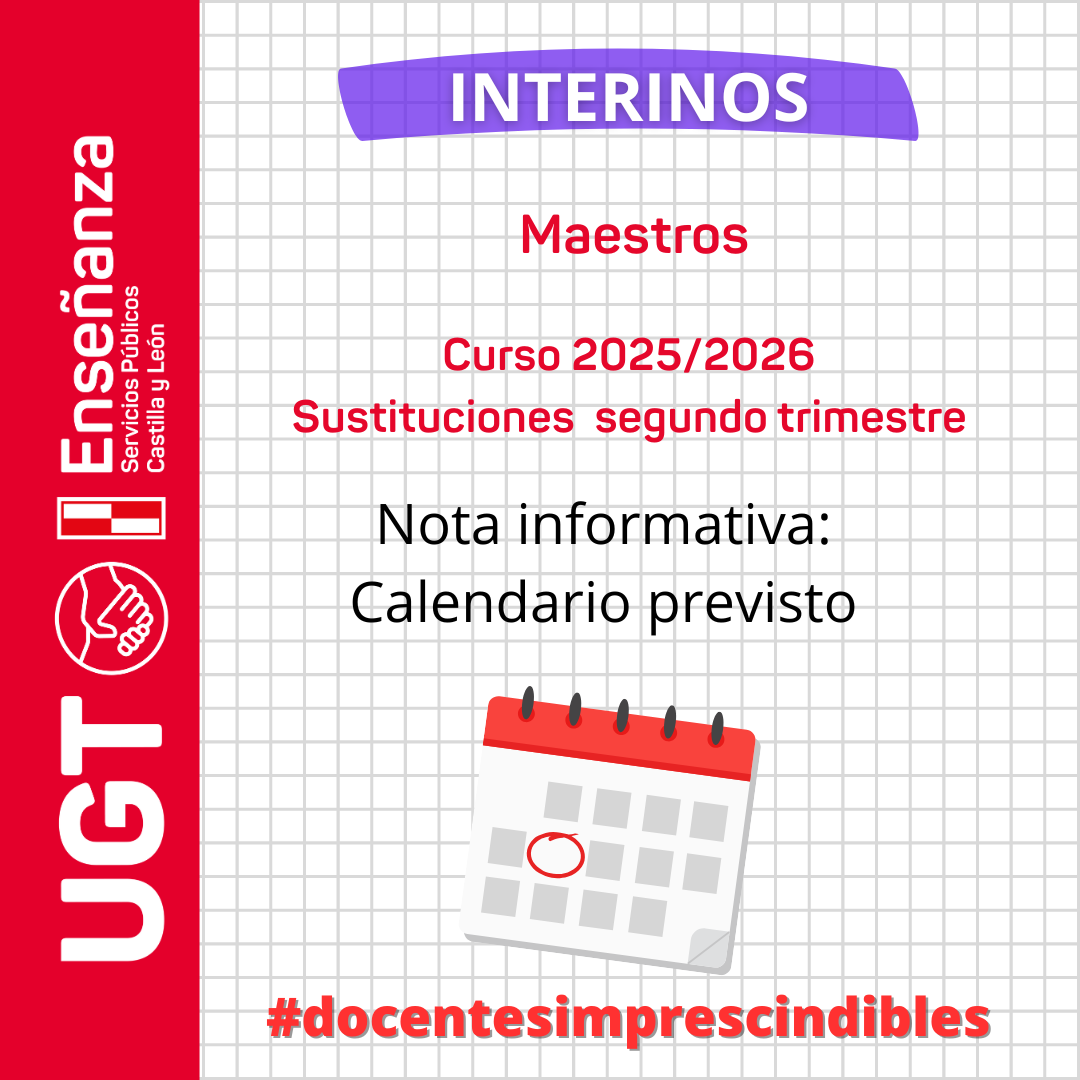 Maestros interinos: curso 2025/2026. Sustituciones durante el segundo trimestre del curso escolar