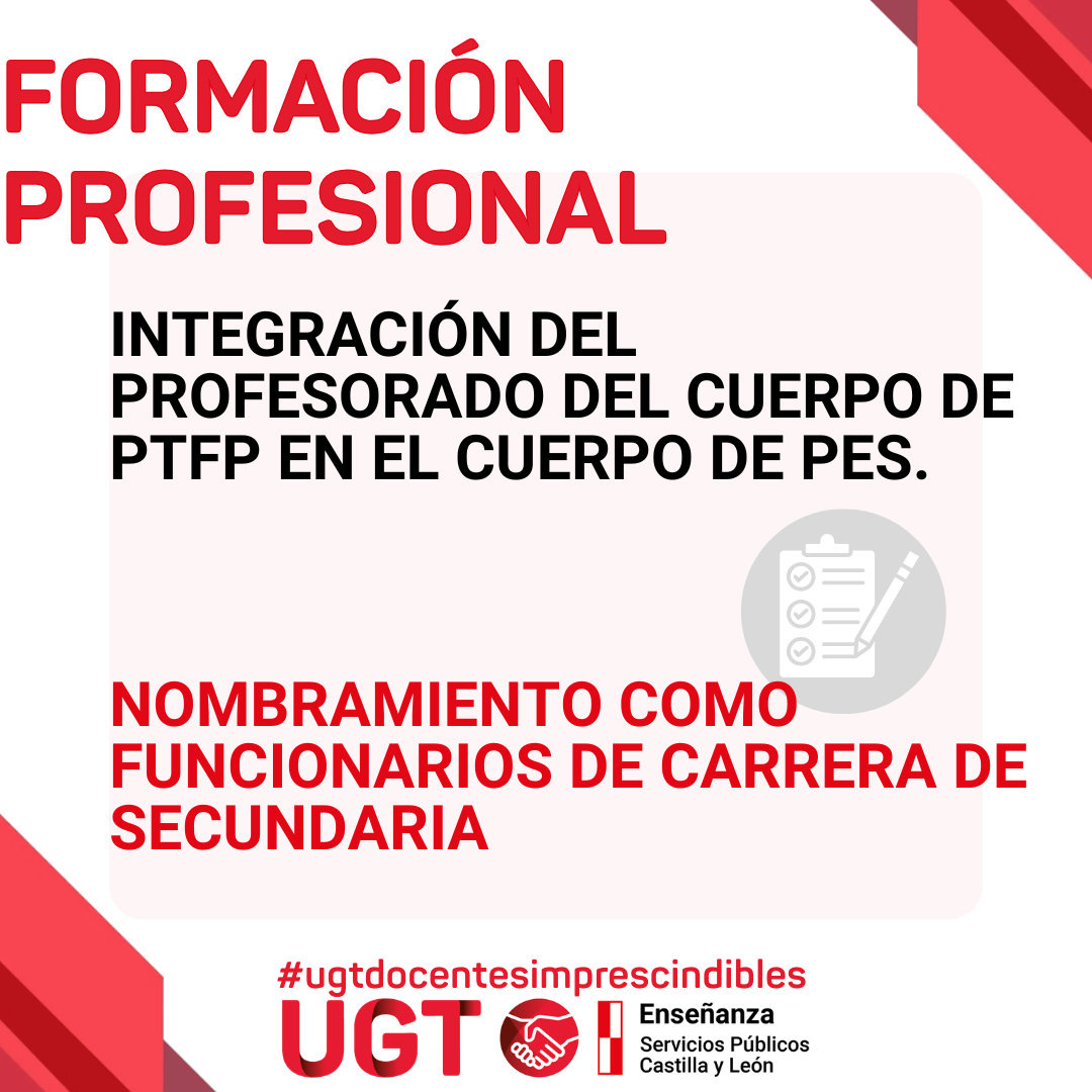 Nombramiento como funcionarios de carrera del cuerpo de Secundaria a funcionarios integrados del cuerpo a extinguir de PTFP