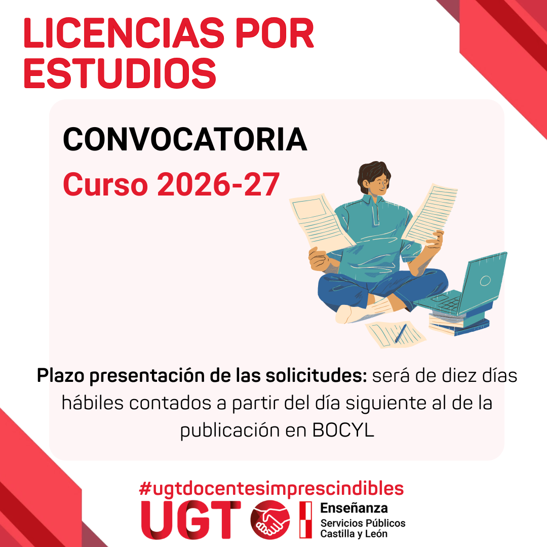 Convocatoria Licencias por estudios. Curso 2026-27