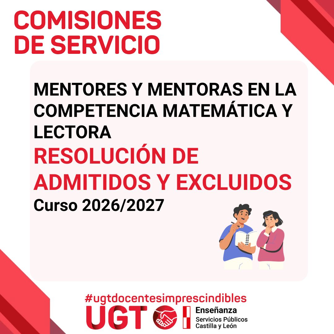 Mentores de competencia Lectora y Matemática 26/27. Listados de admitidos y excluidos