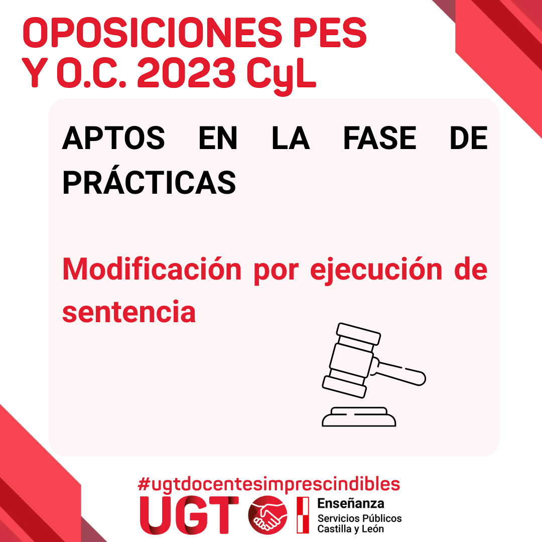 Oposiciones PES y OC 2023. Aptos en la fase de prácticas por ejecución de sentencia